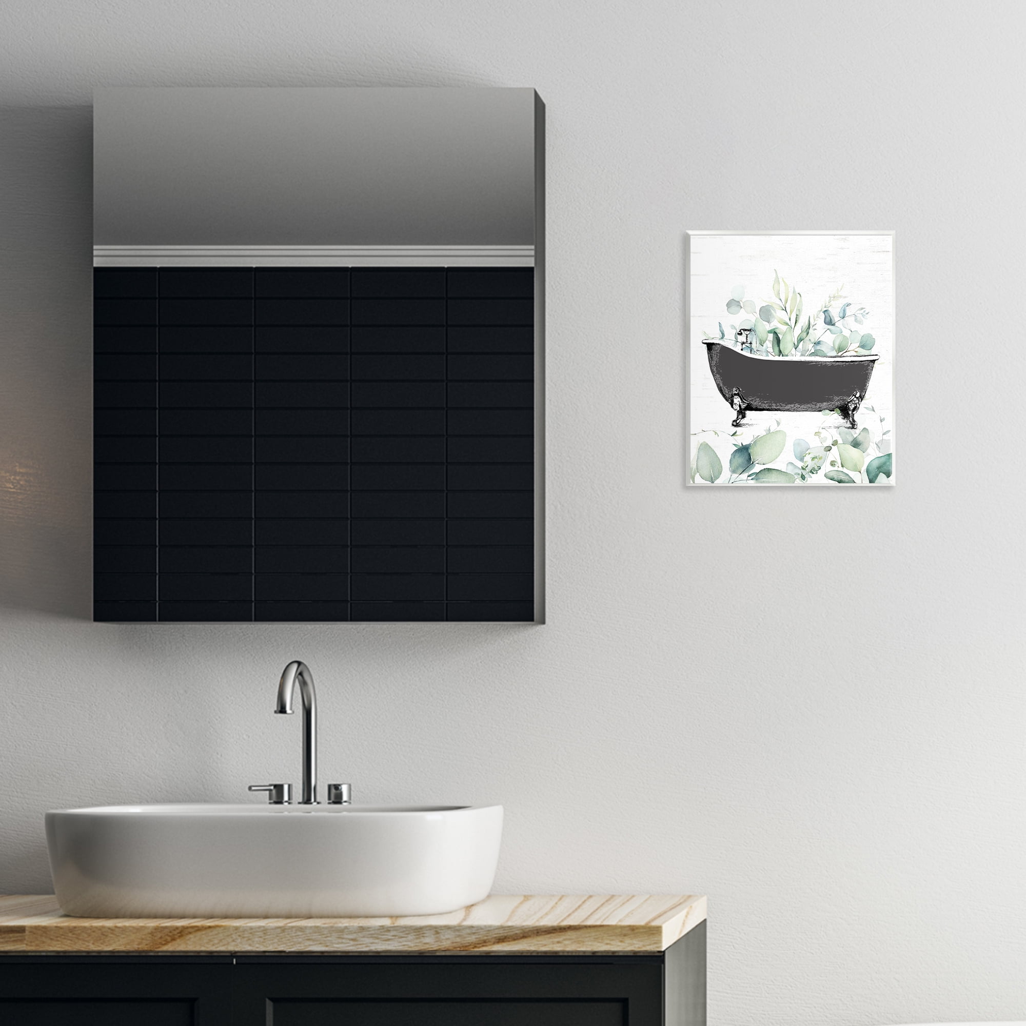 Eucalyptus Leaves Bathtub Wall Plaque Art, design by Lettered and Lined