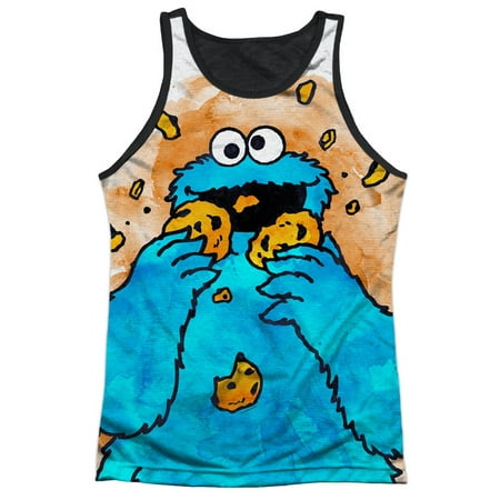 Sesame Street TV Show Cookie Monster Crumbs Adult Black Back Tank Top Shirt