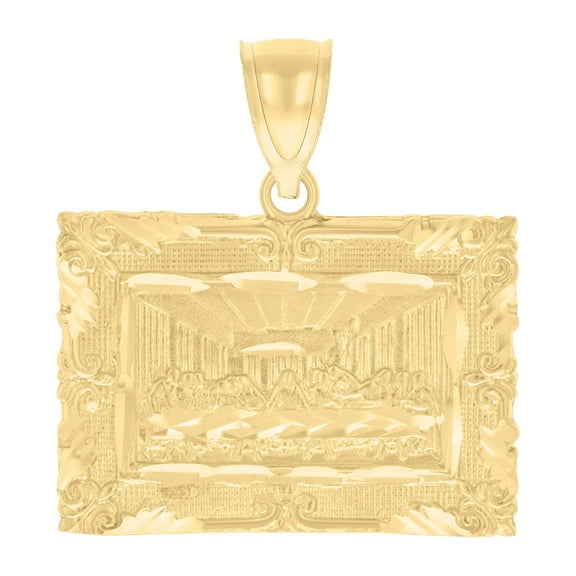 10kt Real Yellow Gold Mens Last Supper Religious Charm Pendant