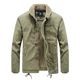 thumbnail image 5 of Chaqueta de invierno para hombre, con cuello de piel gruesa, estilo militar, de lana, estilo aviador, de algodón, cálida, estilo parka, estilo militar, de piel de cordero, 5 of 5
