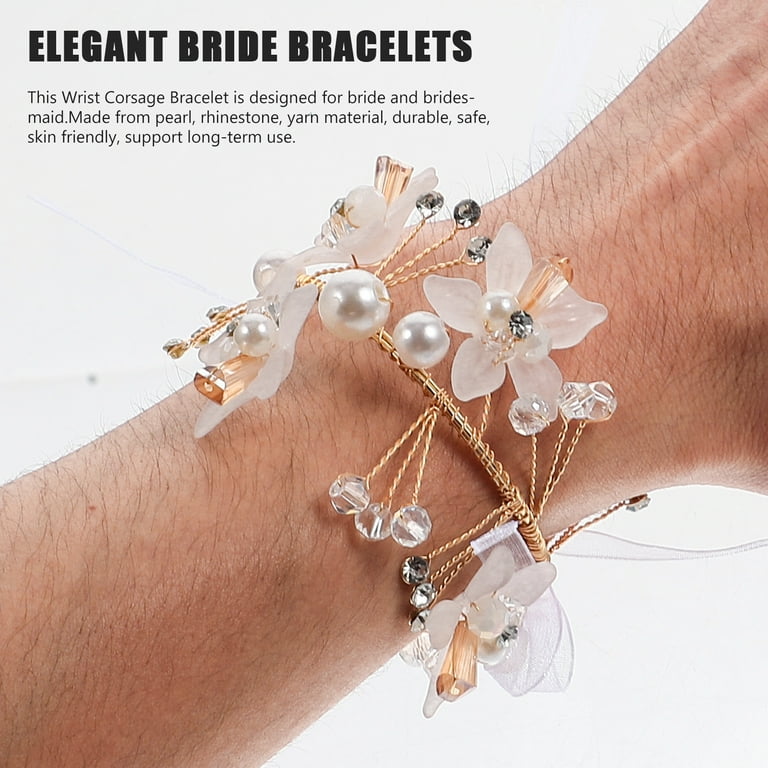 2 Pcs Wrist Flower Decor Chains Prom Bracelet Decorative Corsage Bride Bracelets Wristlet Bridesmaid Ornaments Walmart