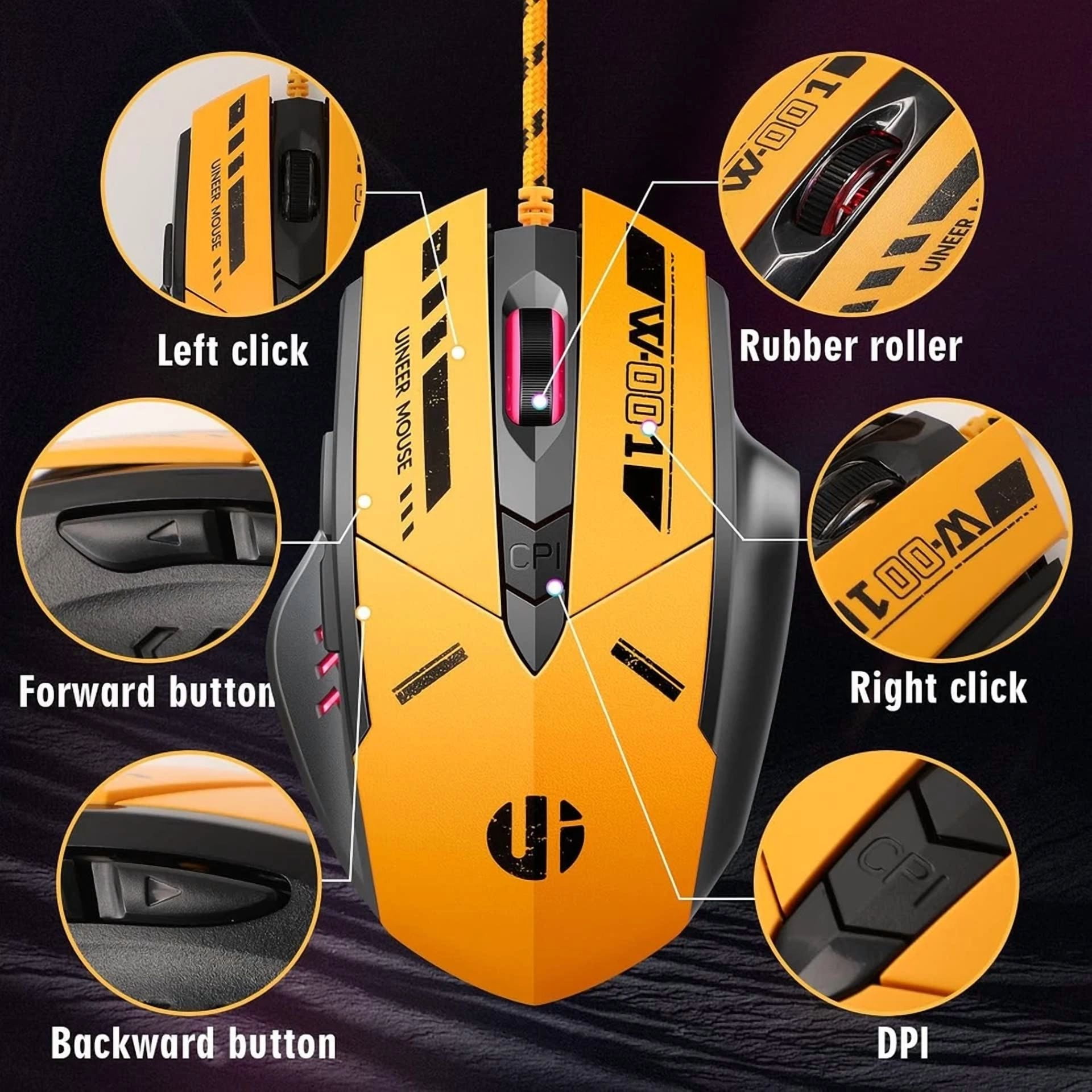 CIRCLE- Wired Mouse Gaming, 4 Adjustable Dpi Levels, 6 Programmable Buttons,...