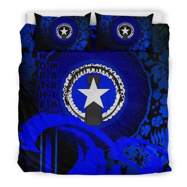 Juego de funda nórdica Islas Marianas del Norte - Hibiscus y Wave Blue