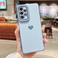 thumbnail image 3 of Compatible with Samsung Galaxy A53 5g 6.5” Phone Case Luxury Electroplated Cute Side Love Hearts Pattren Cover for Women Camera Lens Protection Soft Silicone Shockproof Bumper (Blue), 3 of 11