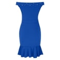 thumbnail image 6 of Women's Casual One Shoulder Sleeveless Dress with Ruffle Hem and Pearl Detail for Spring Summer, 6 of 7