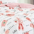 thumbnail image 3 of Pink White Ballet Theme Kids Quilt Set Full Size Princess Design Toddler Quilt for Toddler Bed Quilted Ballerina Style Bedspread Coverlet with Pillow Sham (Ballerina, Full), 3 of 3