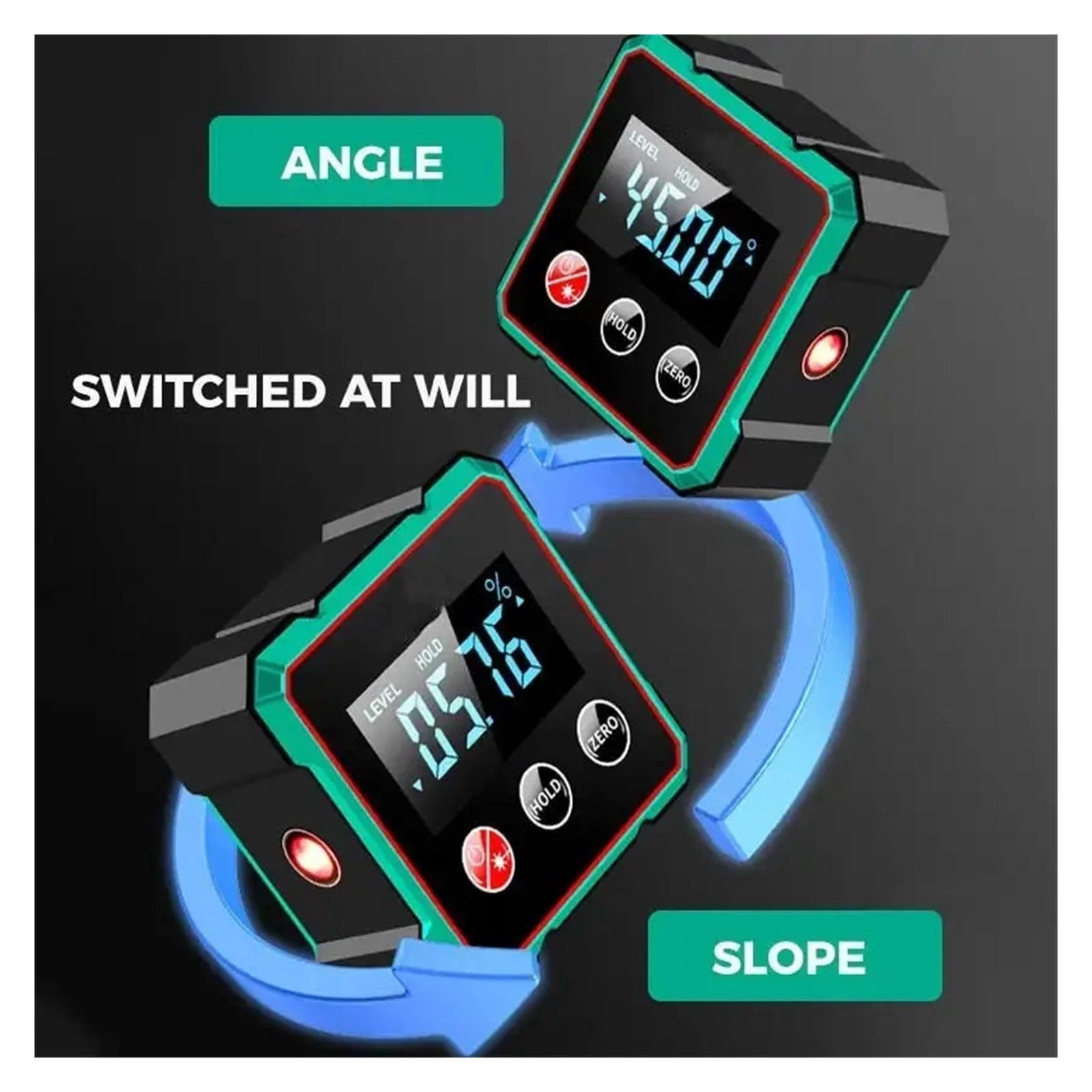 Magnetic Digital Angle Finder with Electronic Laser Gauge Ruler 360° LCD Electronic Protractor ,Water-Proof & Dust Resistant
