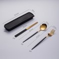 thumbnail image 2 of Ensemble de Vaisselle Portable en Acier Inoxydable 4 Pcs, Lavable au Lave-Vaisselle Réutilisable, Inclut Fourchette Cuillère Baguettes avec Boîte (Noir Doré), 2 of 5
