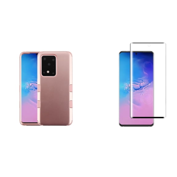 TUFF [Armor Series] Samsung Galaxy S20, 6.2 inch Phone Case: Military Grade (MIL-STD 810G-516.6) Heavy Duty Rugged Dual Layer Cover with Tempered Glass Screen Protector and Atom Wipe - Rose Gold