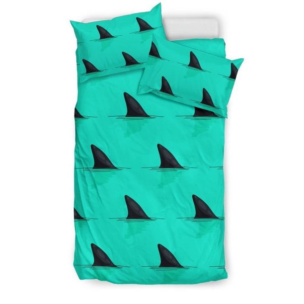 Juego de cama de funda nórdica con estampado de aleta de tiburón