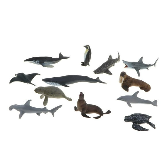 12 Pcs Figurines d'Animaux - Créatures Marines à l'Apparence Réaliste, Idéal pour