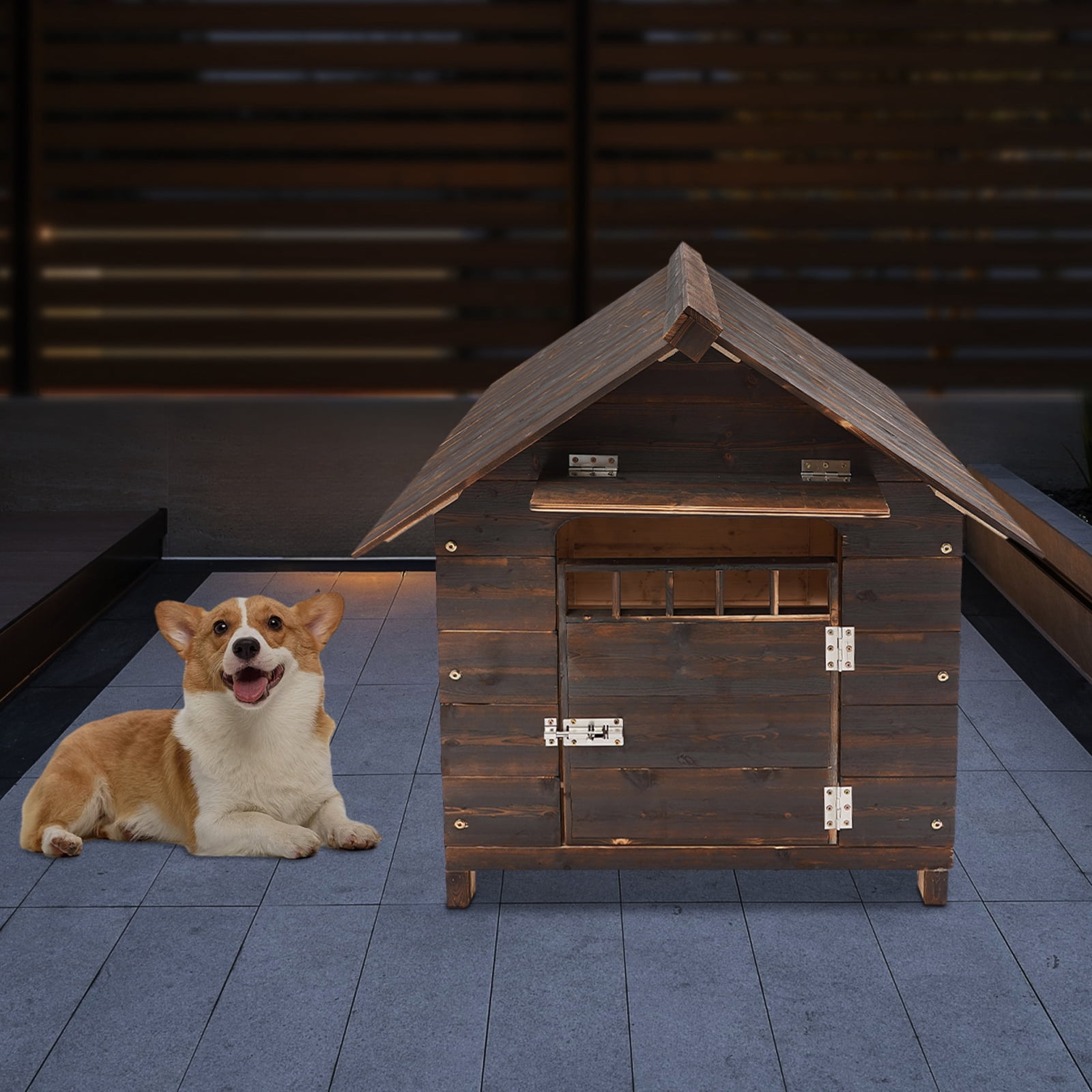 Dog House, Dog House With Window and Door, Pet House for Outdoor and Indoor Use or Pet Stores, or in Gardens, Backyards, Balconies, and Other Places (30.31*34.65*31.89in)