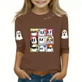 thumbnail image 2 of MKOSPLRT T-Shirts d'Halloween pour Enfants Filles Garçons Manches 3/4 Col Rond T-Shirts Graphiques Amusants Décontractés Amples pour Sortir T-Shirts Rentrée des Classes, 2 of 4