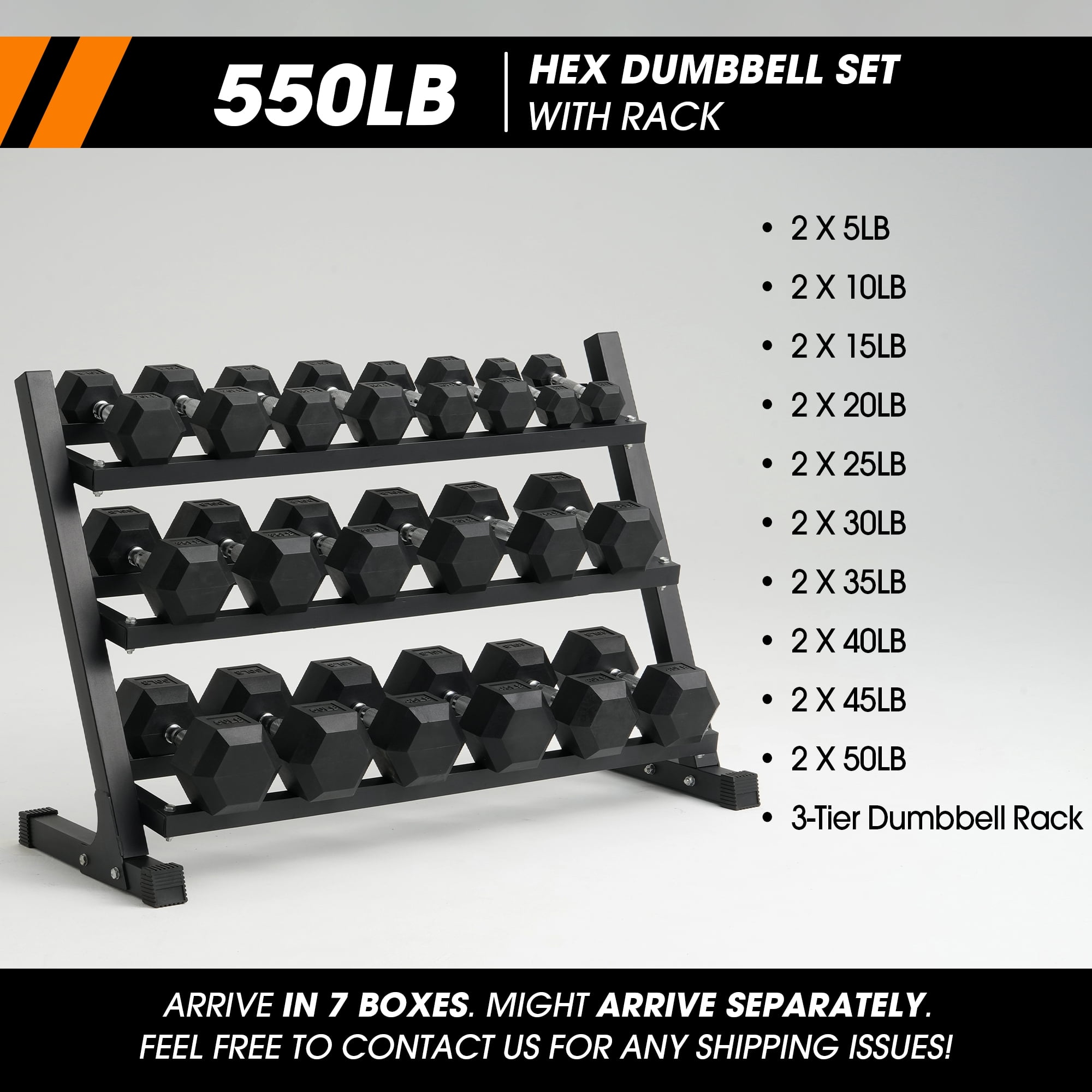 Mikolo Rubber Hex Dumbbell Set with Racks and FID Weighted Bench, Options in 550lbs, Strength Training Weight Set Home Gym