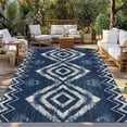 thumbnail image 2 of Navy Blue Outdoor Rug for Patio/Deck/Porch, Non-Slip Large Area Rug 3 x 5 Ft, Vintage Tribal Abstract Geometric Tie Dye Art Indoor Outdoor Rugs Washable Area Rugs, Camping Rug Carpet Runner, 2 of 8
