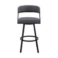 thumbnail image 2 of Dione 26" Counter Height Swivel Gray Faux Leather and Black Metal Bar Stool, 2 of 10
