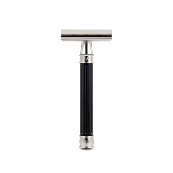 Edwin Jagger 3one6 Stainless Steel Grooved Black Double Edge Safety Razor