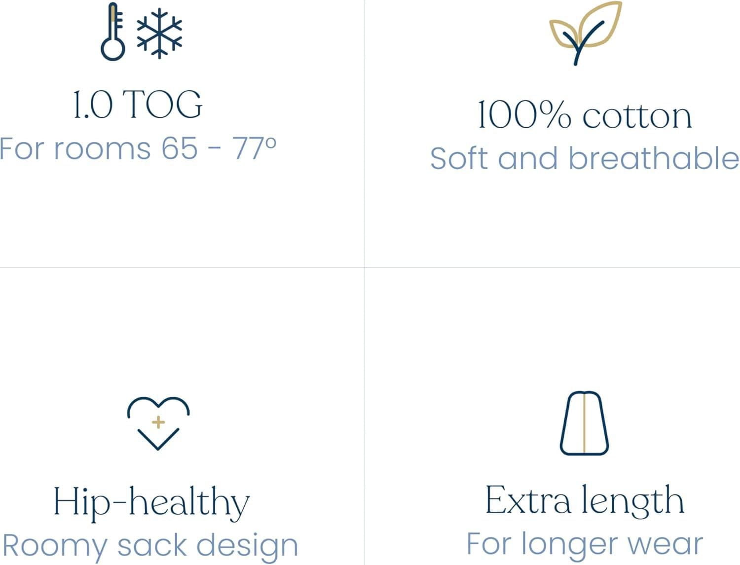 HALO® SleepSack®, 100% Cotton Wearable Blanket, Swaddle Transition Sleeping Bag, TOG 0.5