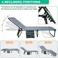 thumbnail image 4 of ABORON Folding Lounge Chair, Adjustable 4-Position ,Portable Folding Chaise , Folding Camping Cot with 2 Sided Mat&Headrest, 4 of 9