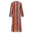 thumbnail image 3 of IBTOM CASTLE Men's Muslim Thobe Long Sleeve Striped Robe Gown Arab Islamic Kaftan Abaya Dress Middle East Dubai Ramadan Clothing 2XL Orange, 3 of 8