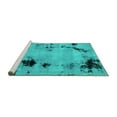 thumbnail image 2 of Ahgly Company Machine Washable Indoor Round Abstract Turquoise Blue Modern Area Rugs, 5' Round, 2 of 4