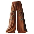 thumbnail image 4 of yunLCZ Wide Leg Pants Woman Holiday Style Retro Linen Floral Ethnic Print Casual Pants For Women – Comfortable Relaxed Fit Perfect For Summer Beach And Vacation Wear Business Work Casual Pants, 4 of 4