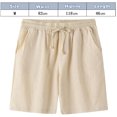 thumbnail image 2 of Hombre Lino Casual Clásico Shorts Cintura Elástica Verano Playa Ligero Tablero Slim Fit con Bolsillos, 2 of 6