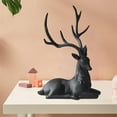 thumbnail image 4 of Ornements de Renne en Résine, Décoration de Cerf Moderne de Table pour les Fêtes, Statue Noire Assise, 4 of 7