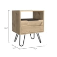 thumbnail image 4 of Depot E-Shop Begonia Nightstand With 2 Shelves, Cabinet, And Hairpin Legs, Light Oak, 4 of 5