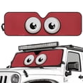 thumbnail image 2 of POLERO Red Cartoon Eyes Windshield Sun Shade for Car Off-road Vehicle SUV Truck (52.95x16.14 Inches), Sun Shade Windshield, Shades for Windows, Protector Blocks UV, Funny Car Decor, 2 of 7