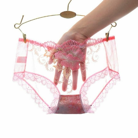 

Women Sexy Sheer Briefs Lace Embroidered Underwear See Through Knickers Panties