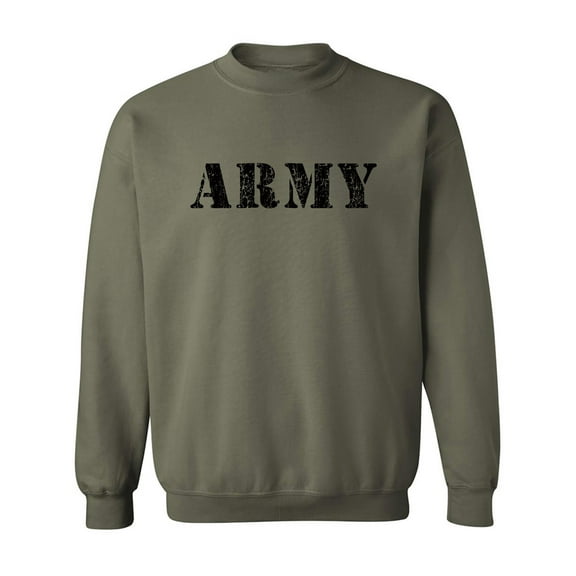 ARMY Stencil Print Crewneck Sweatshirt in Military Green