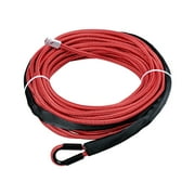 50ft x 1/4" Red Synthetic Winch Rope 7000LBs with Rock Heat Guard for Jeep ATV UTV KFI Ramsey Pickup Truck