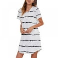 thumbnail image 3 of Big Saving! Women's Nightdress Sleep Short Sleepwear Sleeves Sleepshirt Stripes Nightshirt T-Shirt Nightgown S-XXL, 3 of 11