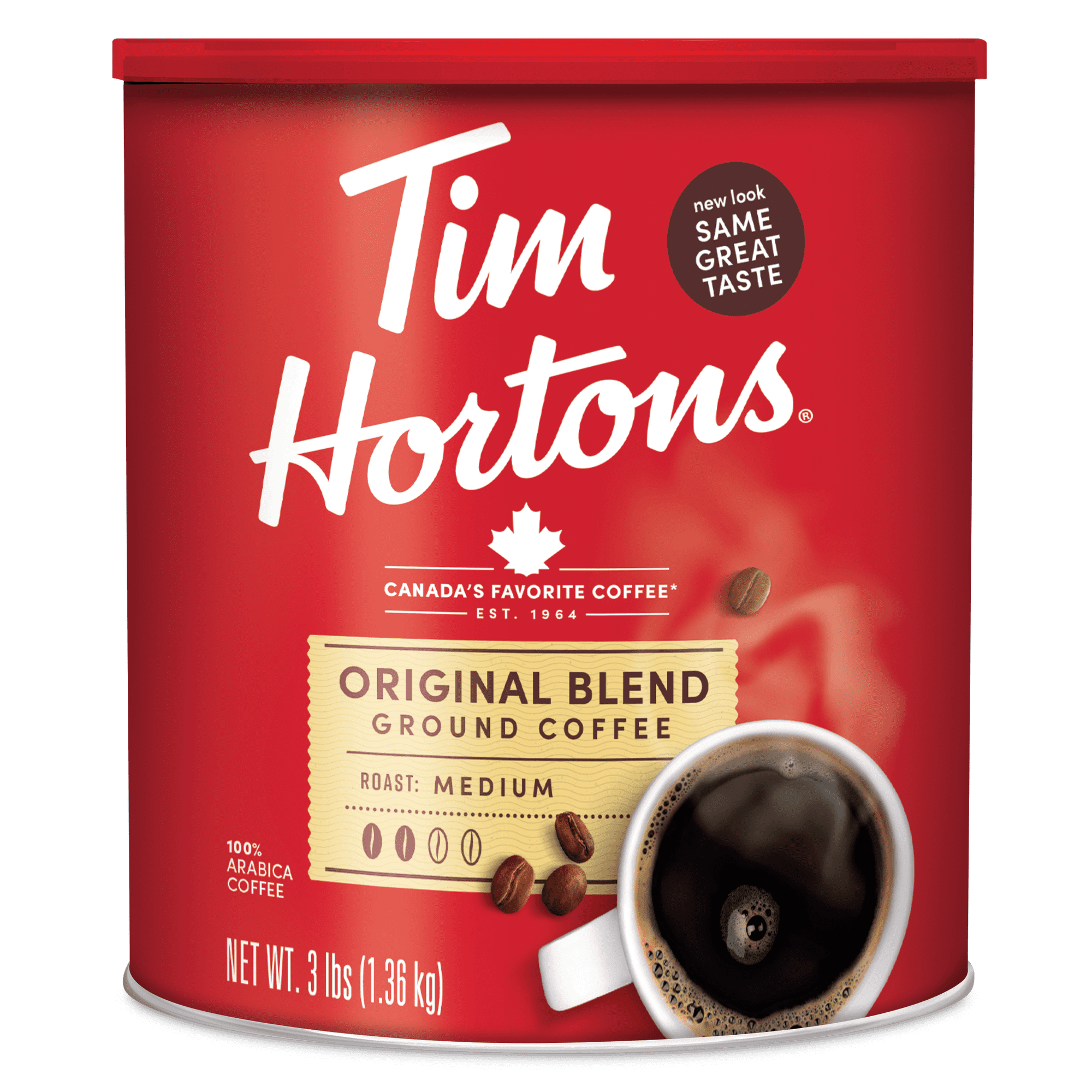 Tim Hortons, Original Blend, Ground Coffee, 100% Arabica, Medium Roast, 48 oz Canister