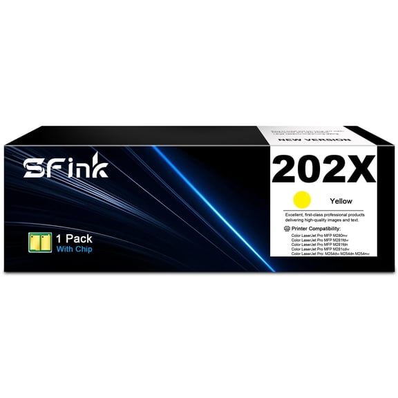 202X CF502X Toner Cartridge Compatible for HP202X 202A CF502A Toner Cartridge for Laserjet Pro MFP M281fdw M281cdw M254dw M254nw M281fdn M280nw M254dn Printer Ink 1-Pack Yellow