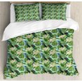 thumbnail image 1 of Tropical Duvet Cover Set Queen Size, Brazilian Rainforest Composition with Branches Plumeria Blooms and Exotic Birds, Decorative 3 Piece Bedding Set with 2 Pillow Shams, Multicolor, by Ambesonne, 1 of 3