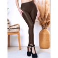 thumbnail image 4 of Women'S High Waist Shiny Stirrup Skinny Stretch Leggings Chocolate Brown XL, 4 of 7