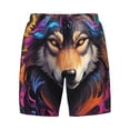 thumbnail image 4 of Lsque Mens Swim Trunks Colorful Wolf Head Pattern - Bathing Suit Compression Liner - Beach Swim Shorts Swimwear - (S-3XL) - Stretch Quick Dry -3X-Large, 4 of 9