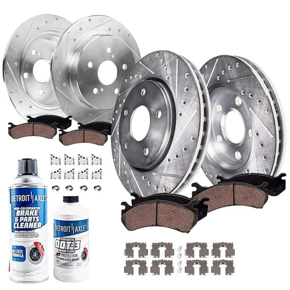 Detroit Axle - 10pc Brake Kit for 2018-2024 Toyota Camry, Drilled and Slotted Disc Brake Rotors Ceramic Brakes Pads Replacement: 12.01" inch Front and 11.06" inch Rear Rotor