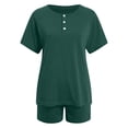 thumbnail image 4 of YDFCWXW Two Piece Outfits for Women Lounge Sets Button Down Top and Shorts Set Sweatsuits with Pockets (Green, XL), 4 of 5