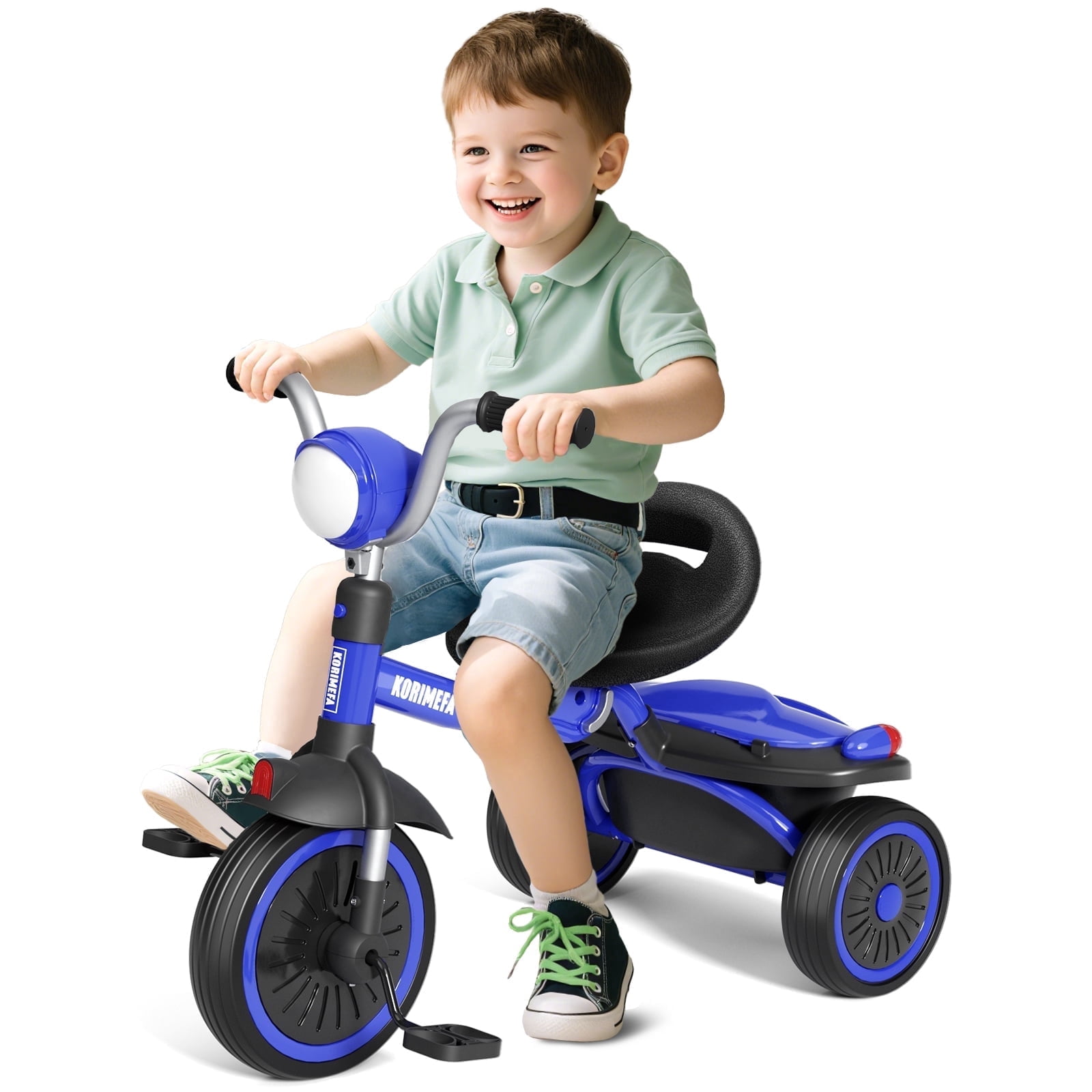 KORIMEFA Kids Tricycles Age 1 to 4 Years Toddler Tricycle Kids Trikes Tricycle with Storage Basket Gift Toddler Bikes Gift Toys for Boy Girl Blue