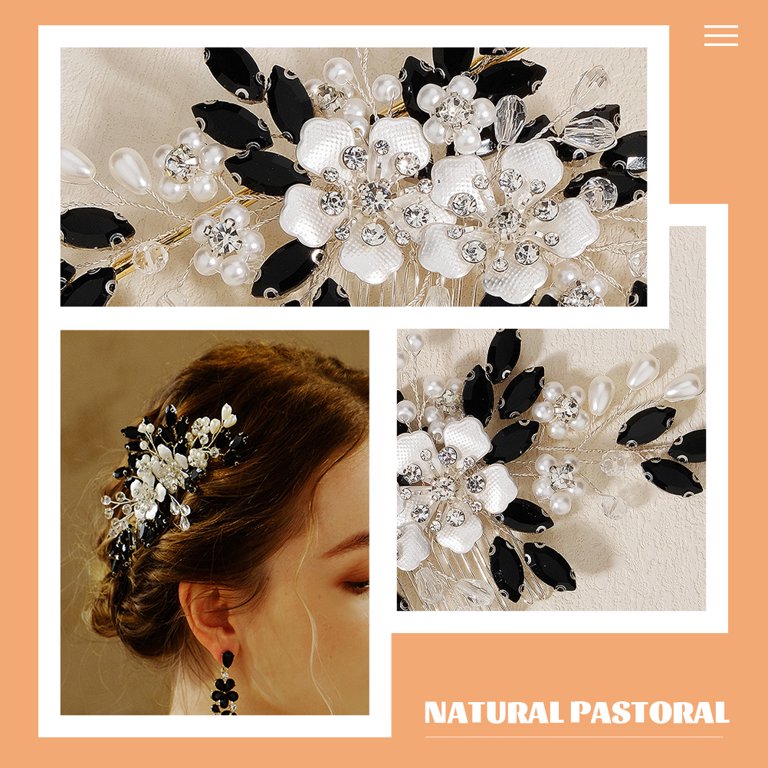 Large Floral Rhinestone Hair Comb for Special Occasions New Crystal Rhinestone Wedding Flower Pearls Hair Clip Hair  main image 2