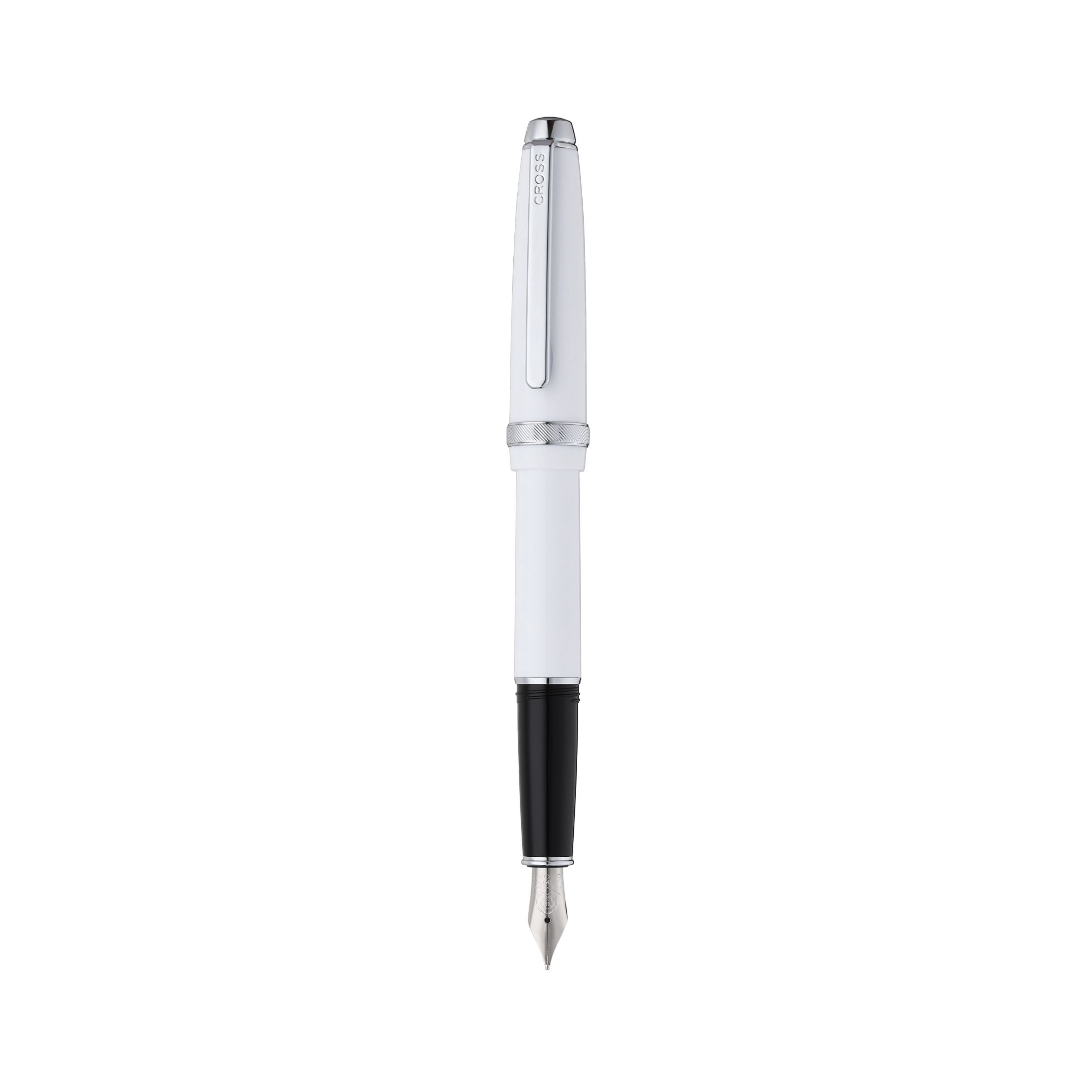 Cross Lume Medium Nib Fountain Pen with Polished Chrome Appointments and Polished Stainless Steel - Porcelain White