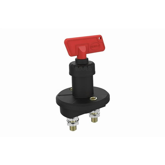 SEAFLO Battery Disconnect Switch (Battery Isolator Switch) - Push Button Switch - Rotary Actuator - ON-OFF-ON Operation - White
