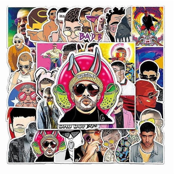 50 pcs Bad Bunny Rapper King of Latin Trap Singer Stickers Ipod Laptop Graffiti