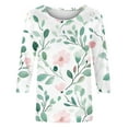 thumbnail image 6 of JTZGDY Womens 3/4 Sleeve Tops Dressy Casual Floral Printed Summer Oversized Crewneck Tunic Blouse Lightweight Relaxed Fit Cozy Pullover T-Shirts Multicolor#02 L, 6 of 6