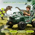 thumbnail image 3 of Xuanlur 12V Dinosaur Ride on UTV, Kids Electric Car w/Parent Control, 70W Motors, 3-Horn Dinosaur Design, Rear Light & Flag, Front Bumper, 3 Speed, LED, Bluetooth, Ride on Toys for Boys Girls, Green, 3 of 8