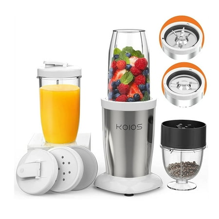 

Pro 850W Bullet Personal Blender Portable Travel Mixer for Shakes and Smoothies Kitchen Baby Food with Ultra Smooth 6-Edge Blade Coffee Grinder for Beans 2 Spout Drinking Lids White