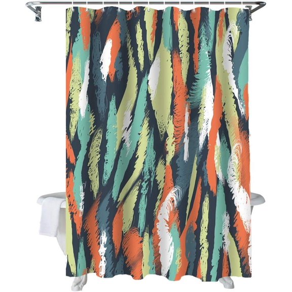 Shower Curtain Graffiti Feathers Print Shower Curtains for Bathroom Decor Abstract Pattern Colorful Shower Curtain Sets with Hooks Waterproof Fabric Bath Curtain Extra Long 72" X 84"